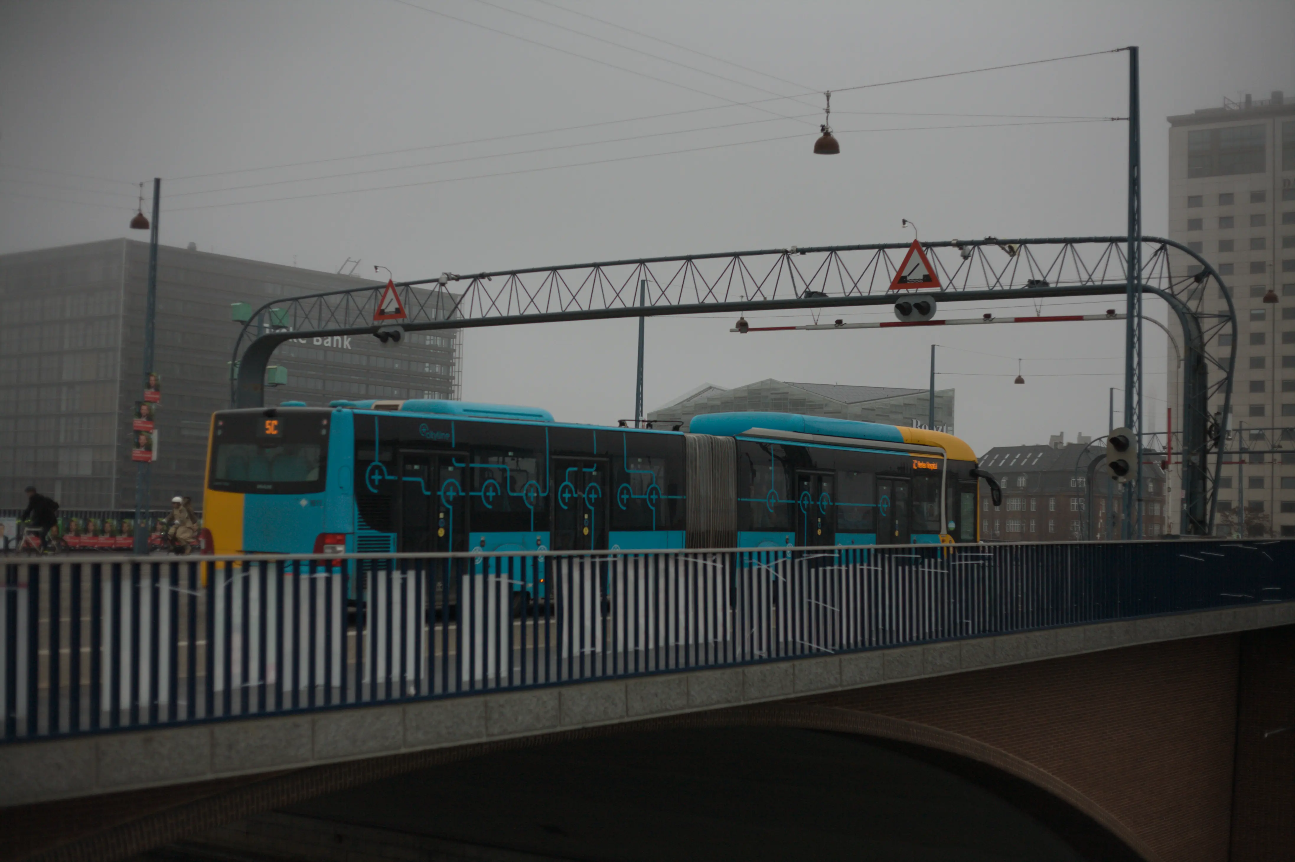 A bus crossing Langebro.