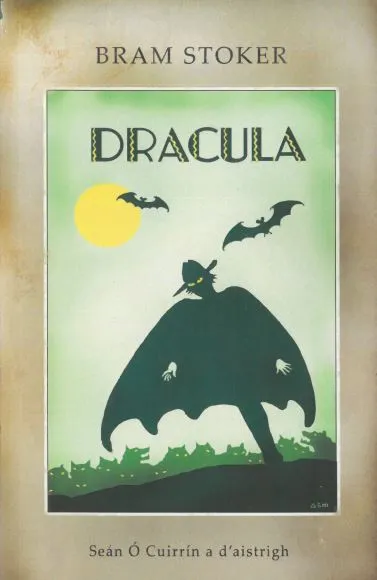 The cover depicting Count Dracula in silhouette. He appears to be running while wearing a cape and a cowboy hat as some cartoon bats fly overhead. His only visible features are huge yellow eyes and two white hands cut out of the silhouette in the middle of the cape, held out to the sides like he doesn’t know what to do with them.