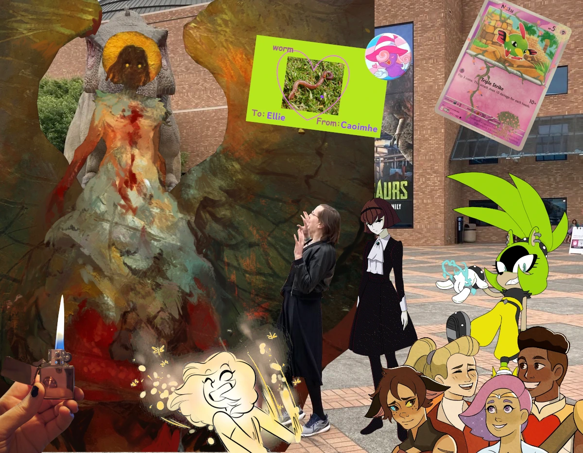 A collage of various characters and things I associate with Ellie, some of which are mentioned below.