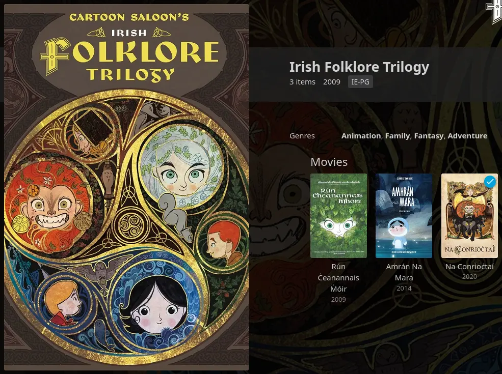 My collection for the Cartoon Saloon Irish Folklore Trilogy in Jellyfin.