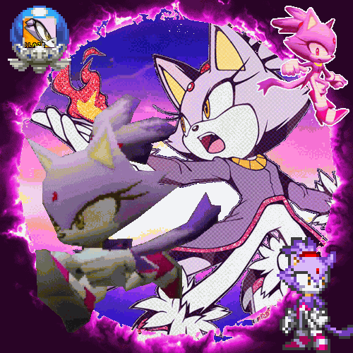 A collage of GIFs of Blaze the Cat.