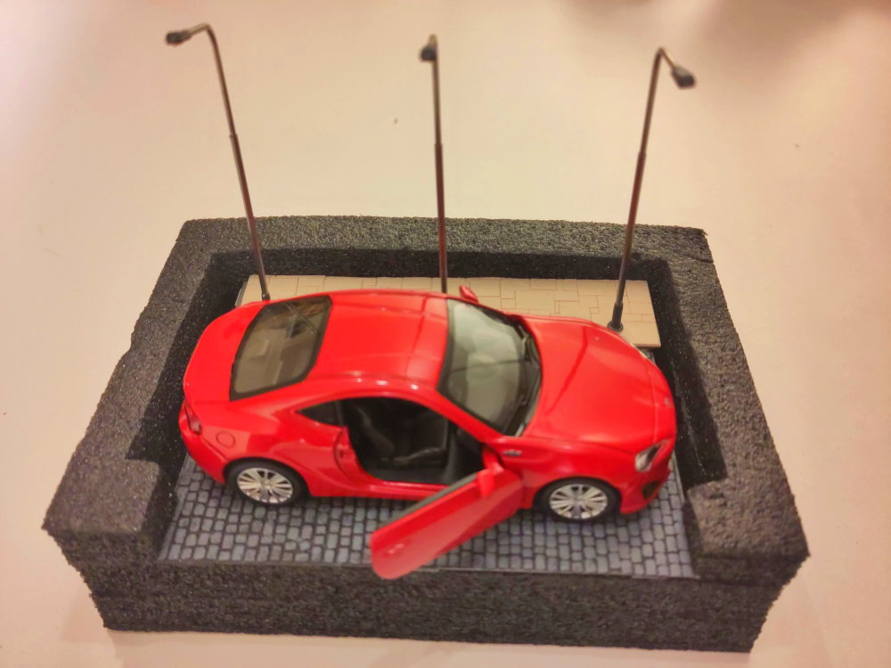 An overhead view of the diorama.