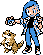 My pokémon trainer sprite. A girl with an undercut with a sandshrew.