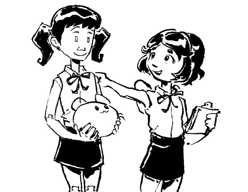 Transy holding Eggbug with Intern Secretary Eggbug.